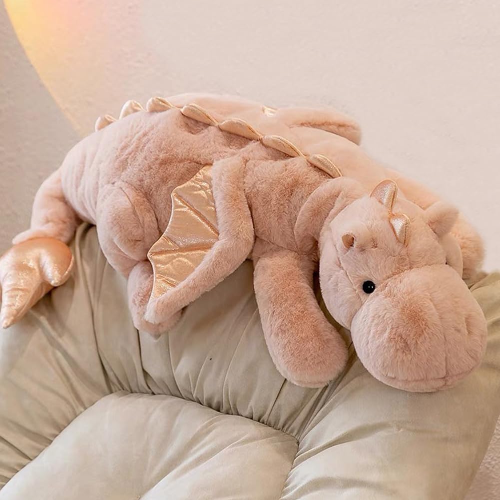 51.2" Pink Dragon Stuffed Animal, Giant Soft Dinosaur Plush for Kids and Adults, Sturdy Fluffy Plushie Pillow