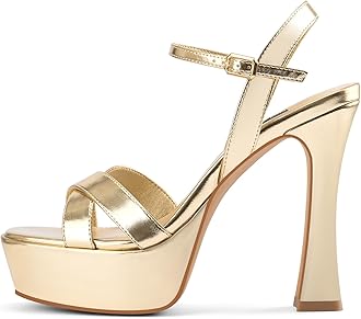 Women Platform Sandals Chunky High Heel Ankle Strap Open Toe Spool Heels Cross Toe Strap Prom Party Dress Pumps with Buckle