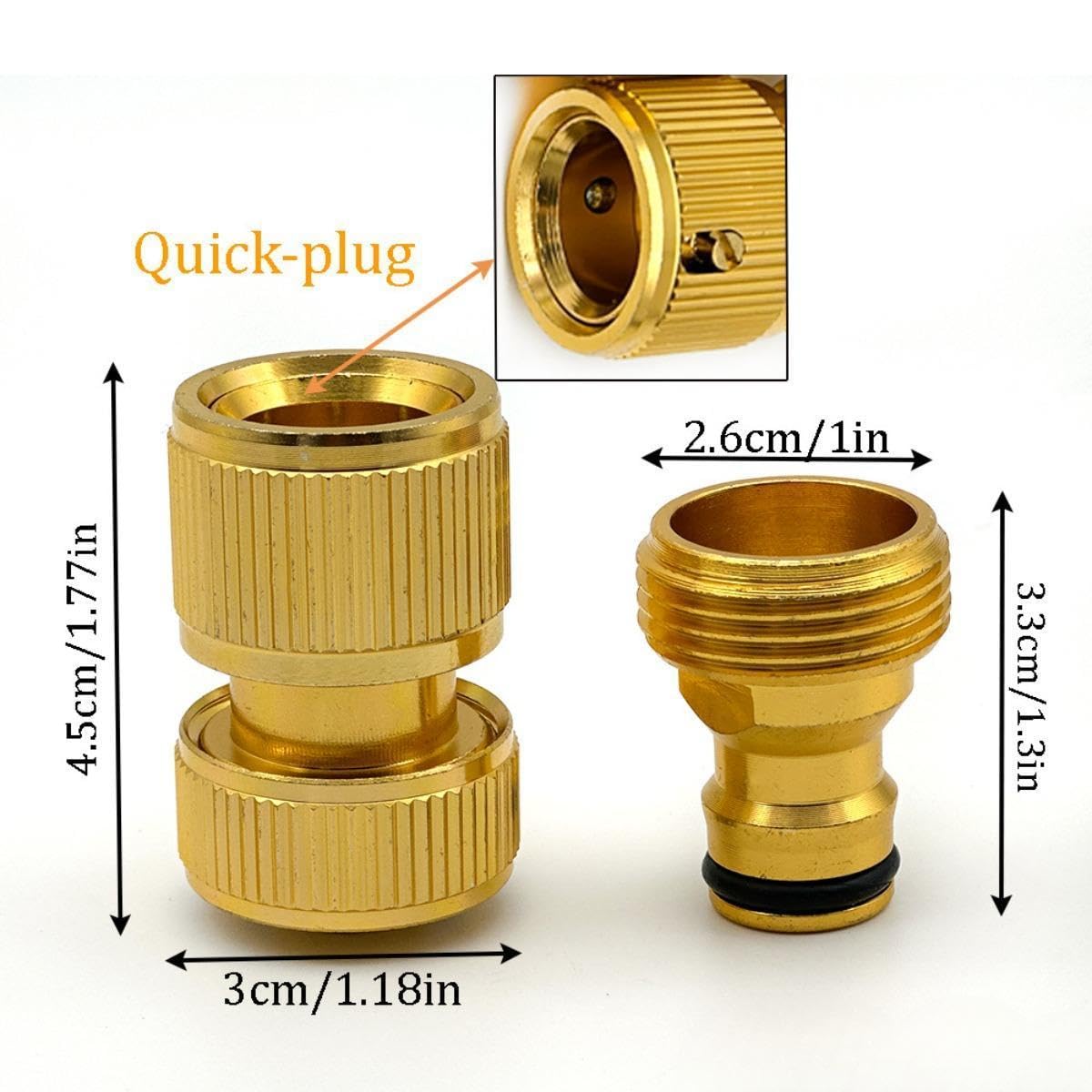 Attacchi Rapidi per Tubi da Giardino, Connettori per Tubi, Accessori, Facili da Installare, Premium, Multifunzionali, Ottone