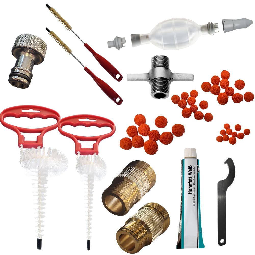 Reinigungsset für Bierleitungen mit 28 & 30mm Adapter für 4, 6.7, 7 oder 10mm Leitung Premium