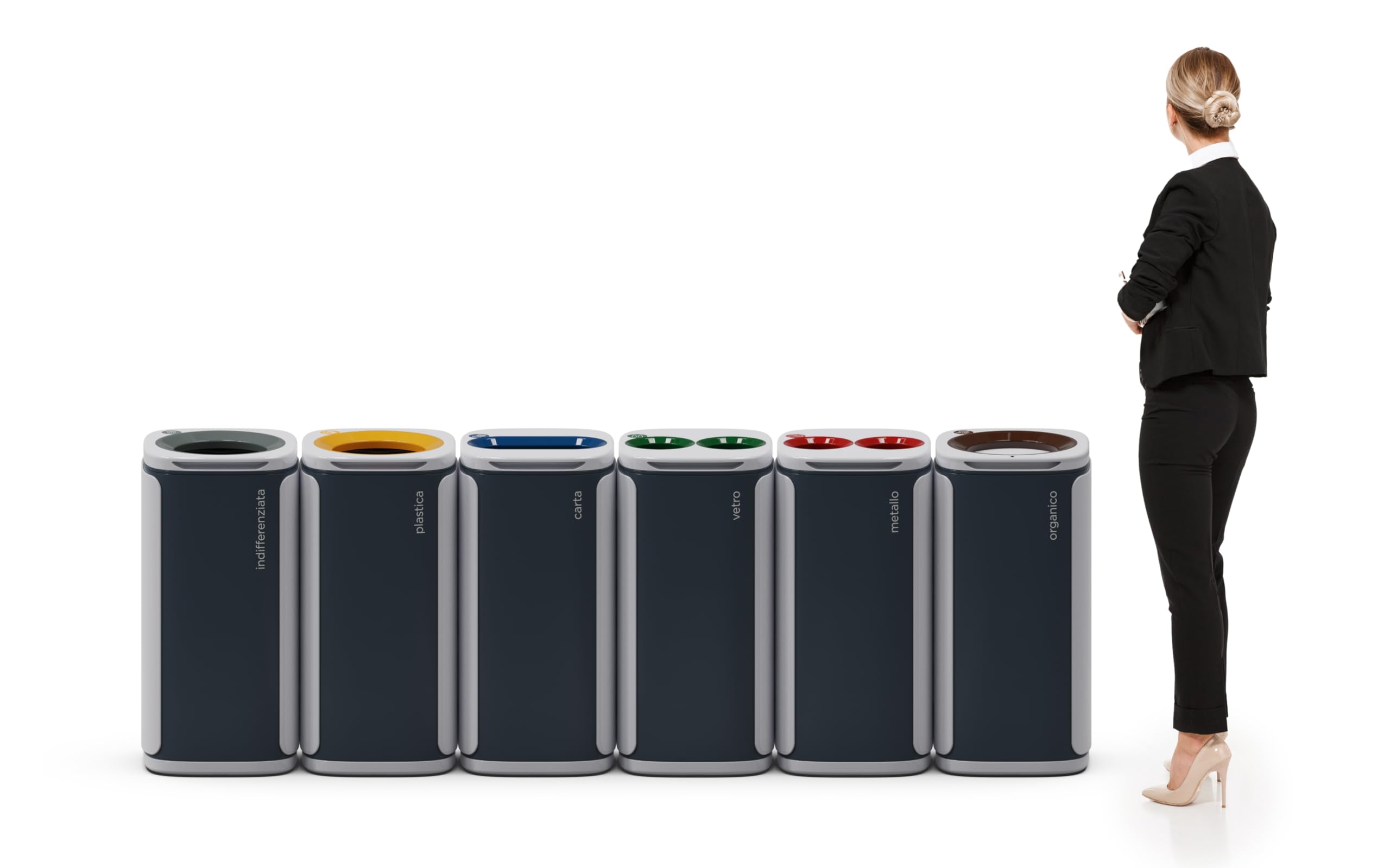 KOBRA WASTEE Cestino Rifiuti, Spazzatura Design, Bidone Raccolta Differenziata Vetro, Pattumiera 60 Litri, Contenitore per Interno o Esterno, con Magneti, 100% Made in Italy (Verde Menta)