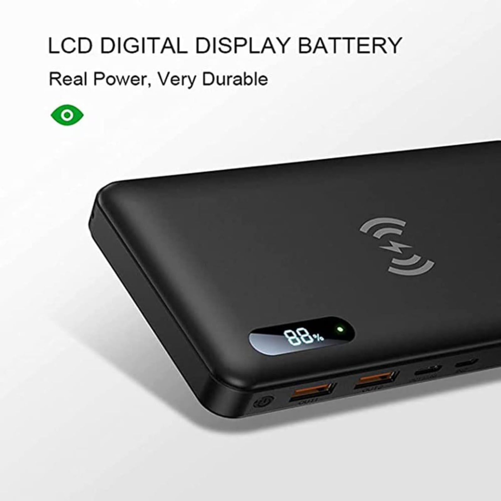 Power Bank, Caricabatterie Portatile Wireless, Power Bank, 50000 mAh, 15 W, Ricarica Wireless Rapida, 65 W, Caricabatterie per Telefono PD Type-C, Ricarica Rapida QC 4.0,Nero
