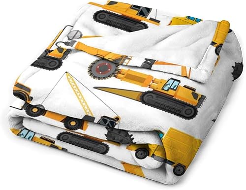 Miniatura 3 de Manta amarilla de construcción excavadoras y camiones, regalos para amantes de los camiones amarillos, 40 x 50 pulgadas para niños, manta de forro