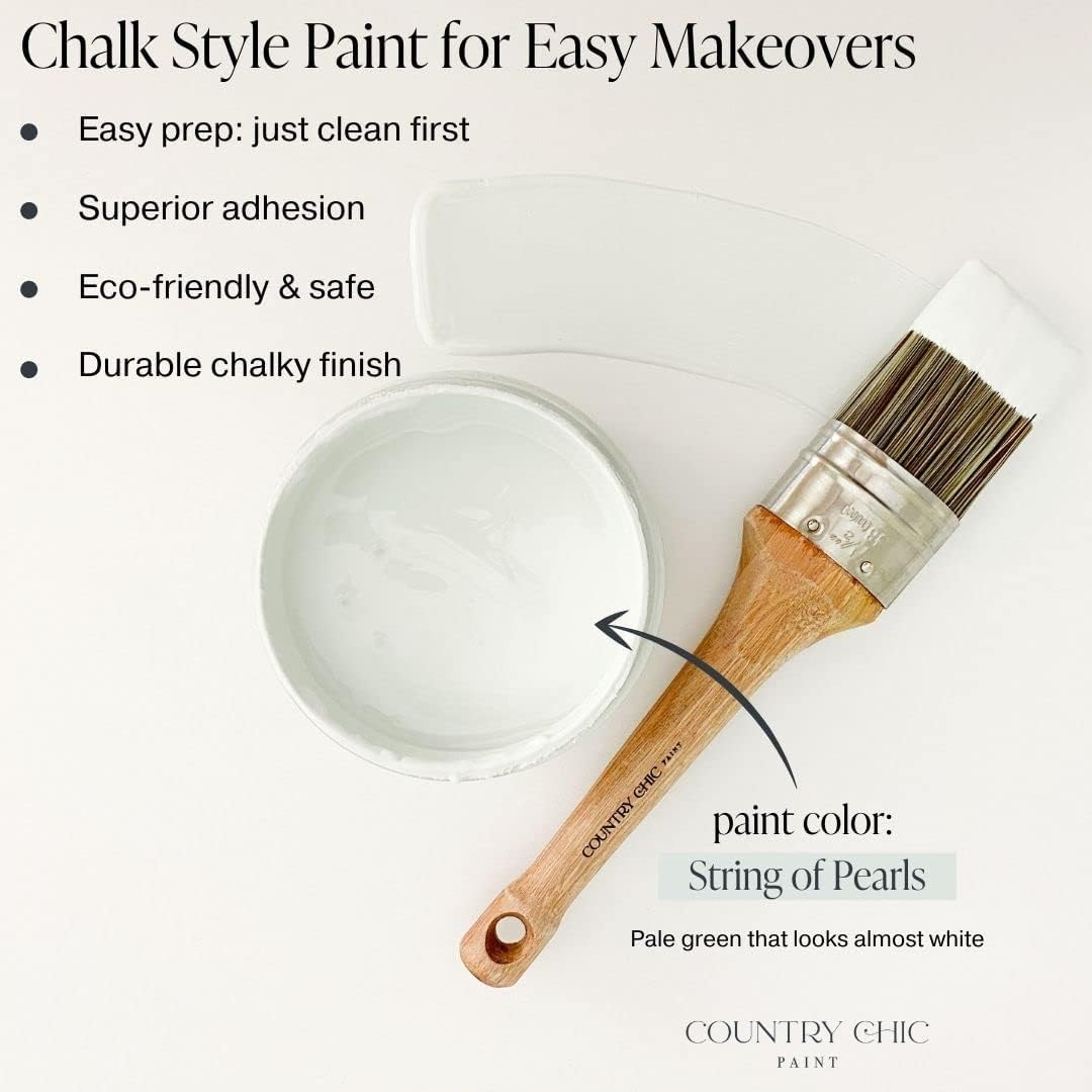 Chalk Style Paint + Clear Coat Bundle - for Furniture, Home Decor, Crafts (Color: String of Pearls [pint - 16 oz] - Light Blue)