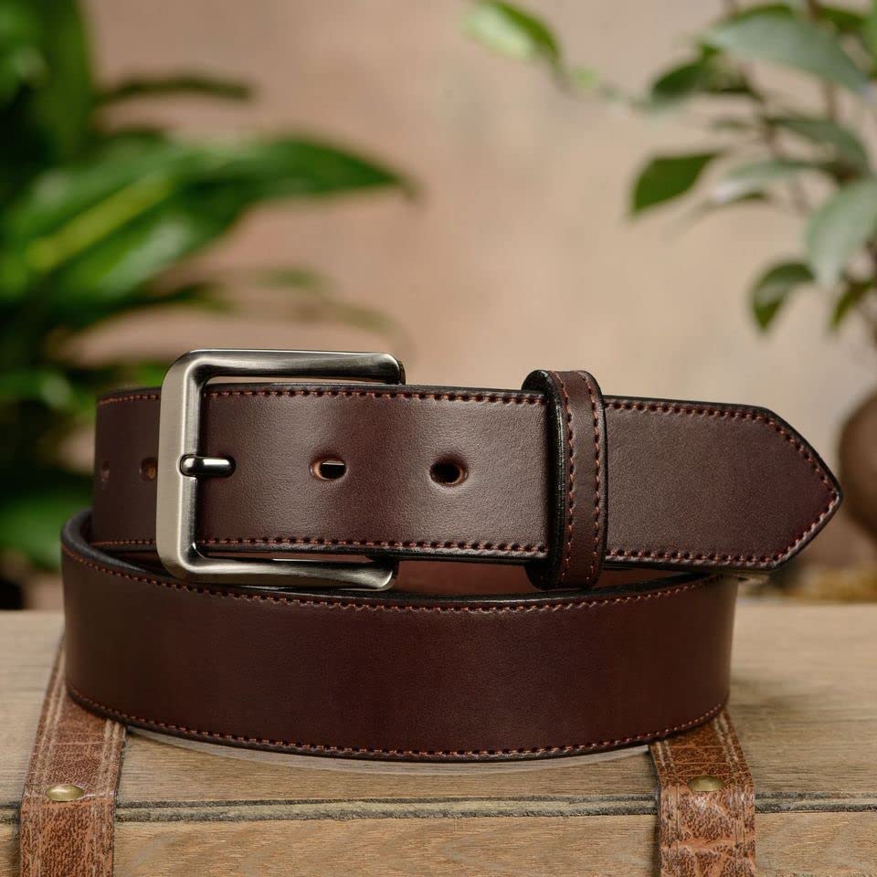 Bullhide Belts Mens Leather Belt, Genuine Full Grain Leather, Heavy-Duty, Nylon Stitched Belts, 1.50" Wide, Made in the USA3