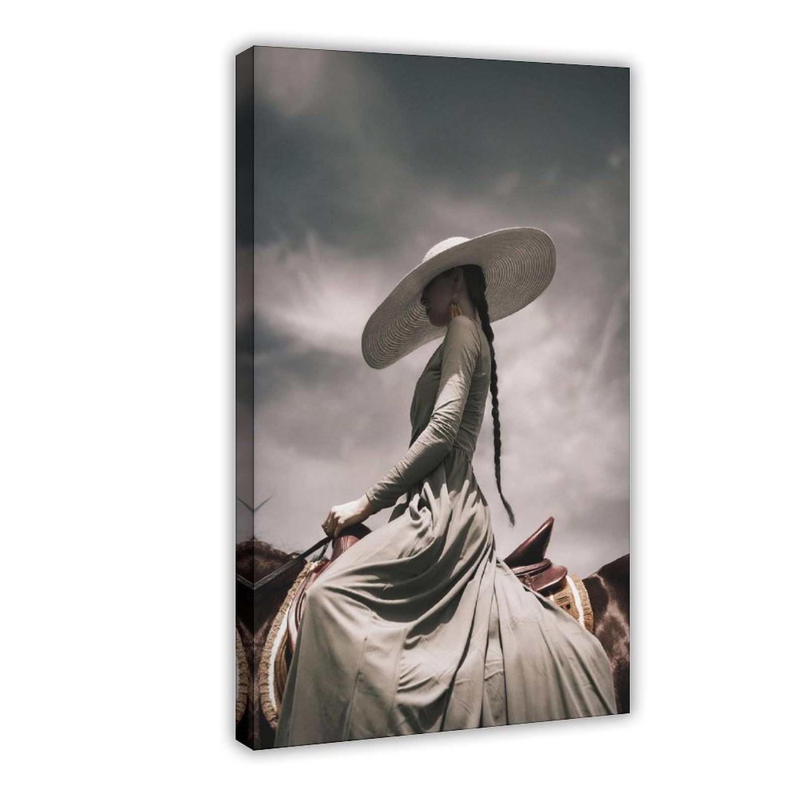 Bareronor Victorian Lady Horse Canvas Poster Bedroom Decor Landscape Office Room Decor Gift 16" L X 24" W