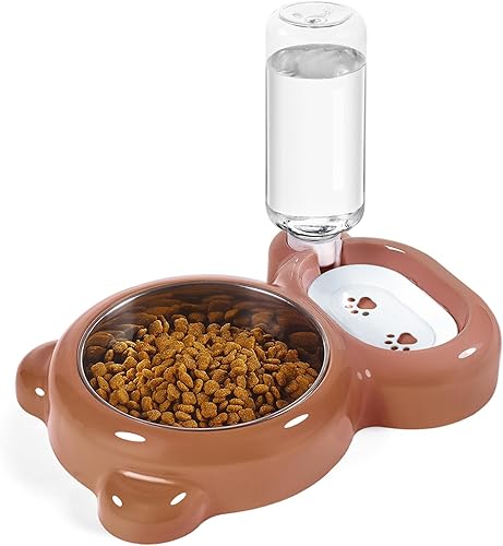 Juego de cuencos para perros, comida y agua para gatos con dispensador de agua y cuenco de acero inoxidable para gatos y perros pequeños, color disponible en Yaxa Peru