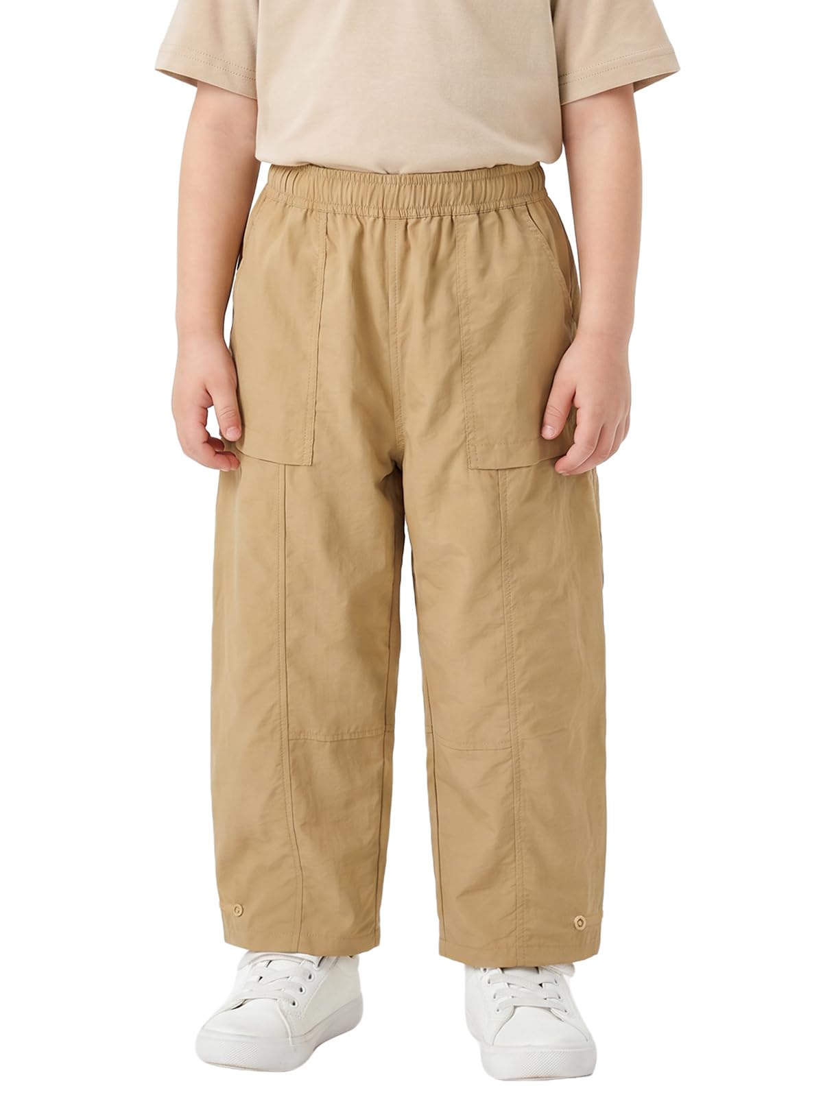Miipat Pantalones Cargo Holgados para Niñas, Pantalon Tipo Paracaídas de Secado Rápido Pantalones Casuales Ligeros con Cintura Elástica para Niños y Niñas 3-8 Años