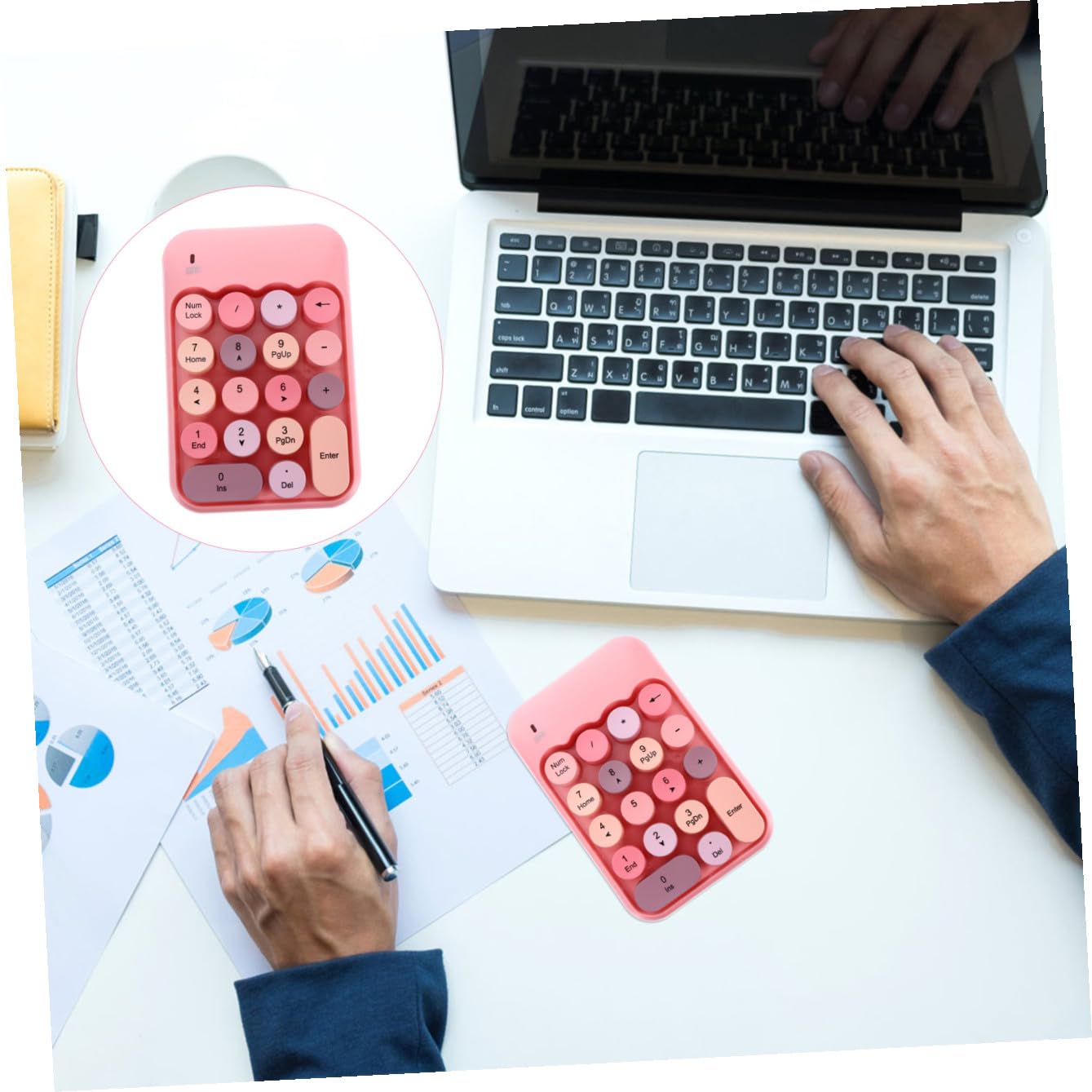 Tastierino Numerico Wireless Mini per Computer Portatile 18 Tasti Rosa | Tastiera Numerica Wireless Piccola, 18 Tasti Indipendenti in Abs, Rosa, per Ufficio e Notebook Portatile