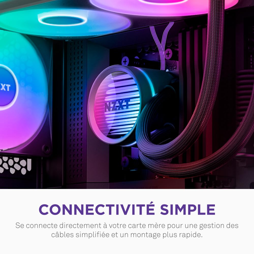 NZXT Kraken Core 240 RGB - Refroidisseur liquide AIO CPU - Radiateur 240 mm - Ventilateur monobloc 240 mm - Compatible Intel® LGA 1851/1700/1200/115X & AMD® AM5/AM4 - Noir
