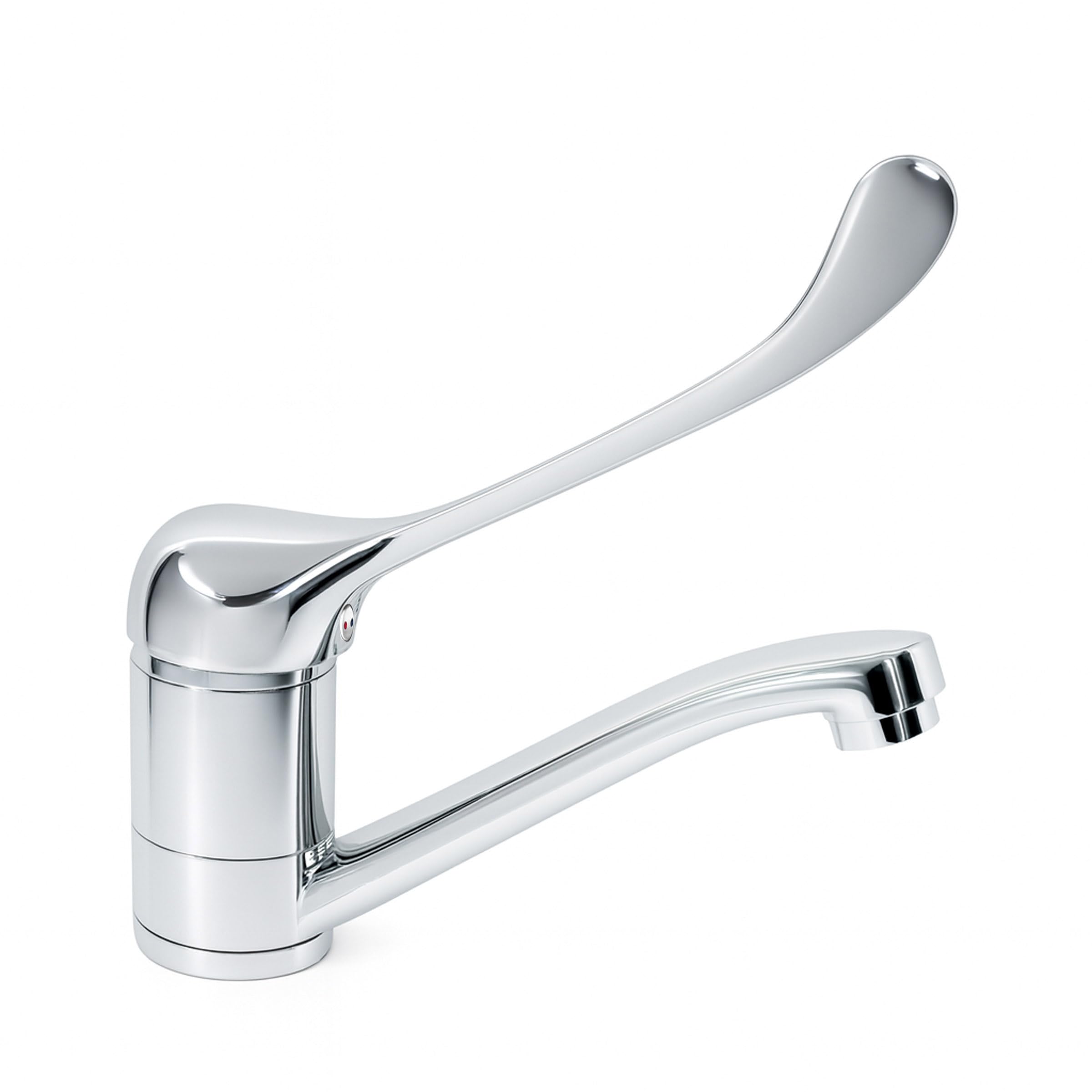Niederdruck Hygienearmatur Waschtischarmatur Waschbecken Wasserhahn mit langem Hebel, Einhebelmischer für Arztpraxen, Klinik und Labor
