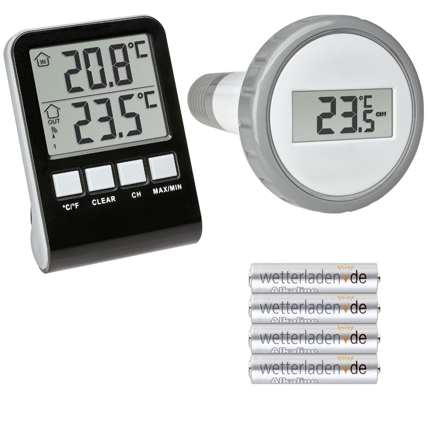 TFA Dostmann Palma 30.3067.10 Thermomètre de piscine sans fil (gris avec piles)