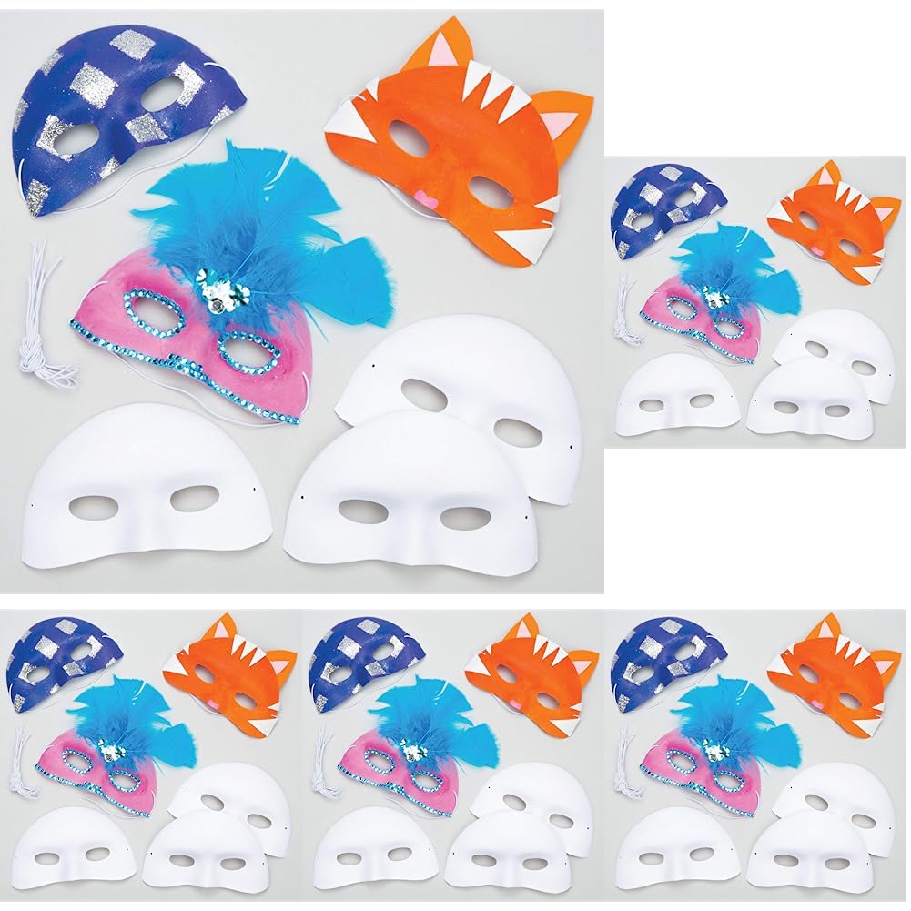Baker Ross EV1246 Kit Máscaras Para Decorar (Pack de 8) Manualidades para decorar y llevar en fiestas o disfrazarse