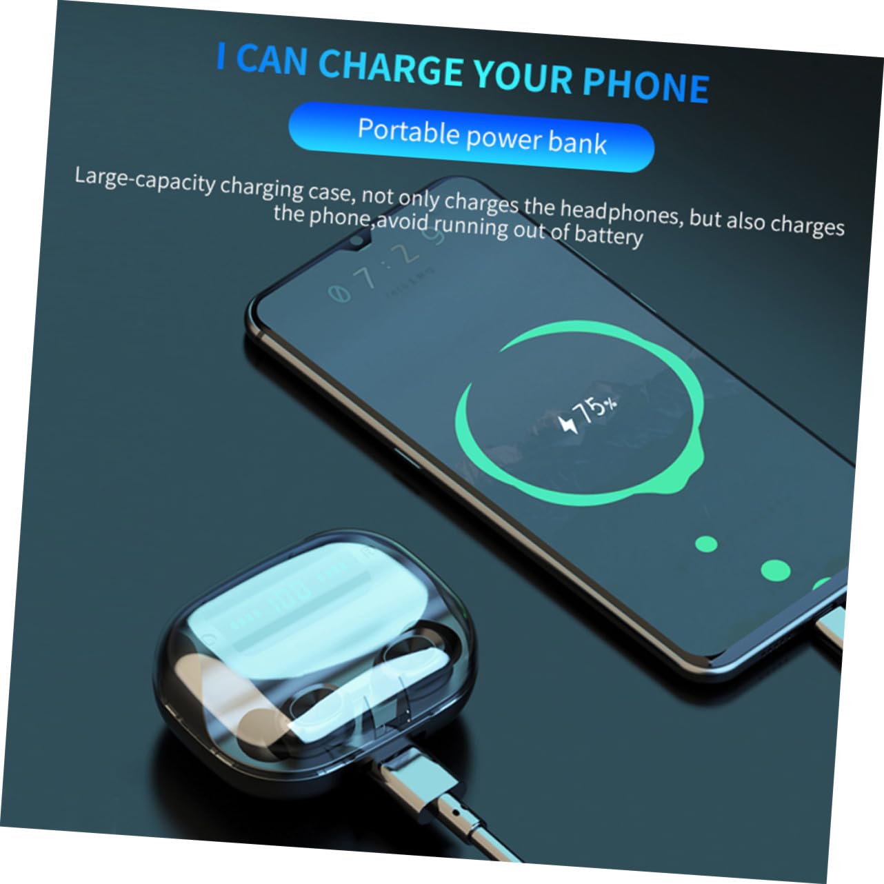 Auricolari Wireless con Controllo Touch e Display LED Cuffie In Ear Resistenti all'Acqua con Riduzione Rumore Custodia di Ricarica Portatile con Batteria Auricolari Mini
