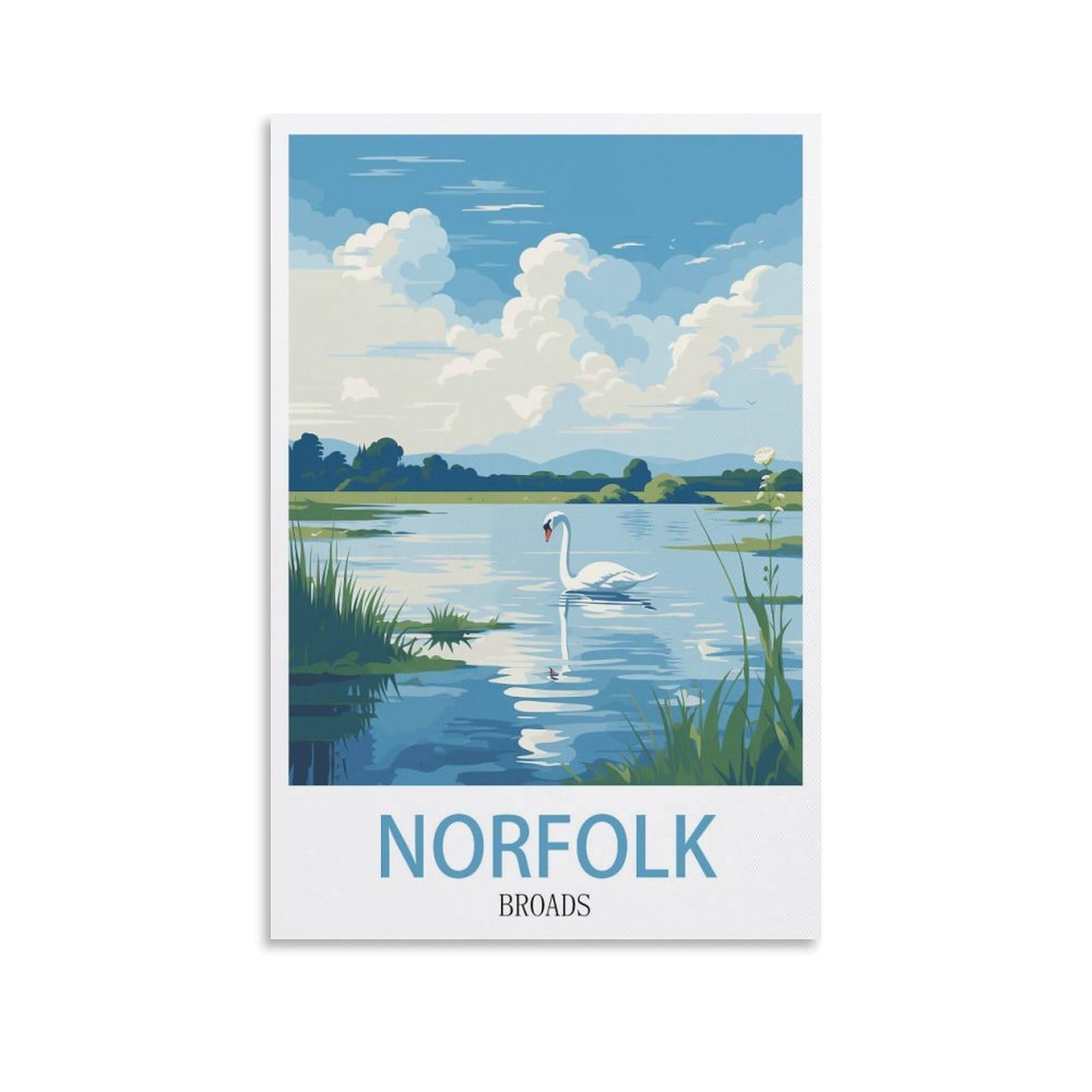 EZMLFA Diamond Painting Art Kits,Norfolk Broads,5D Diamond Painting Kit for Adults Beginners, DIY Full Round Drill Gem Art Kits for Home Decor 50x60cm