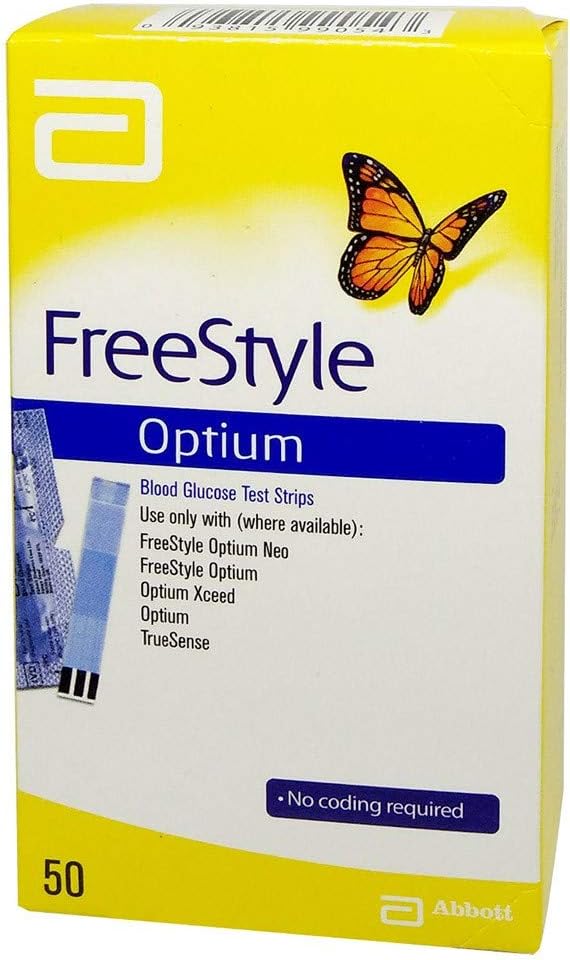 Optium Free Style 50 Strips With 100 Needles And One Lithium CR2032 Battery