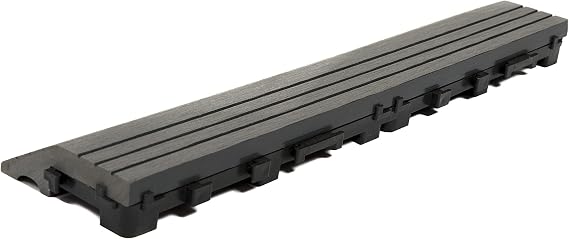 DECKO Grey 1 Piece Composite Wood Plastic Decking Interlocking Straight Edge Tiles with Woodgrain Effect 30cm x 7cm