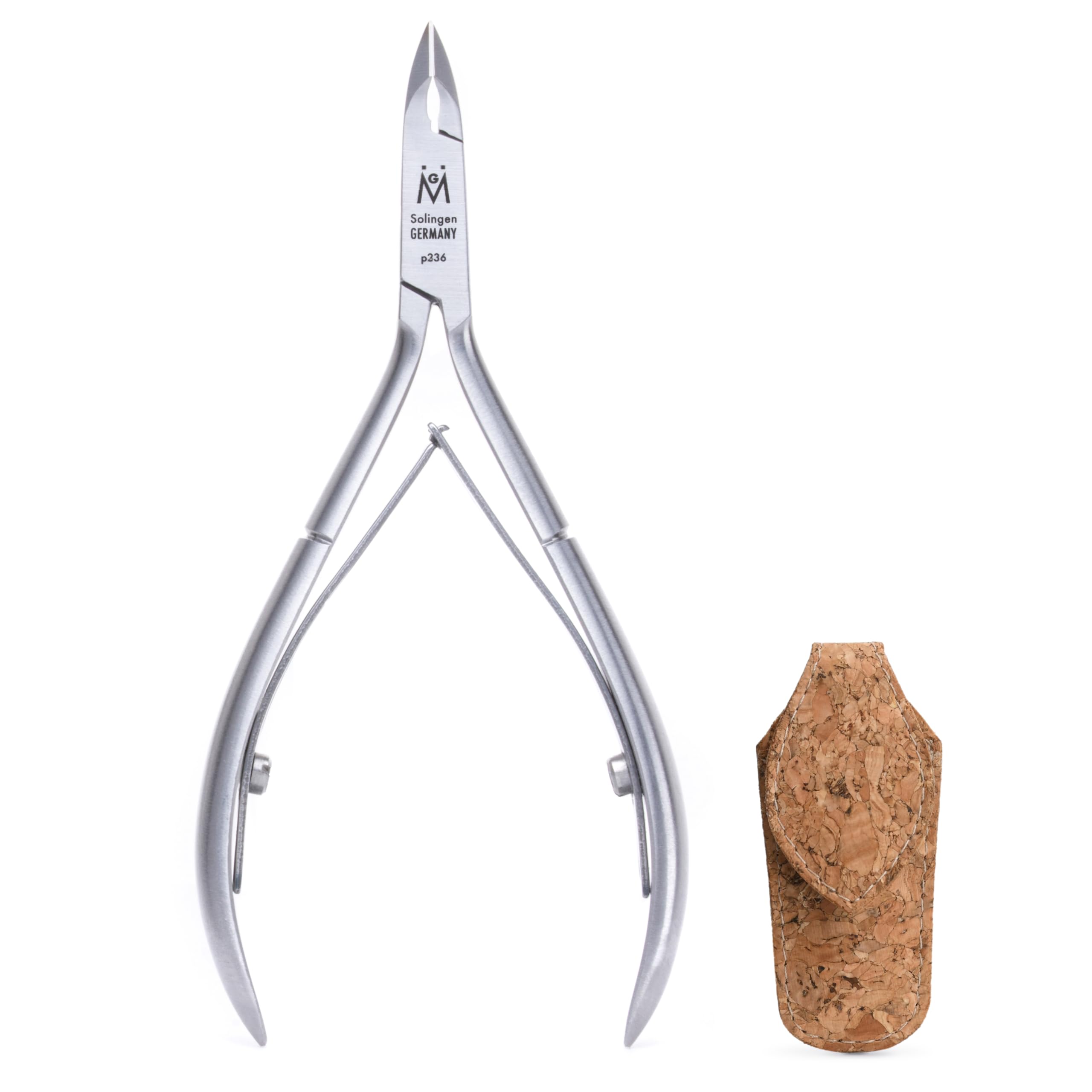 GERMANIKURE Professional Cuticle Nipper in Cork Case, Double Sharpened, Single Spring, Ethically Made in Solingen Germany