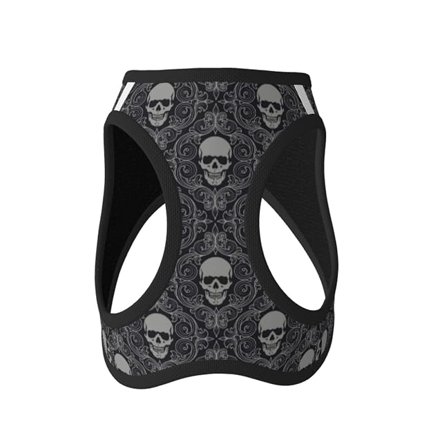 Arnés ligero para perros pequeños, arnés para perro con diseño de calavera seria