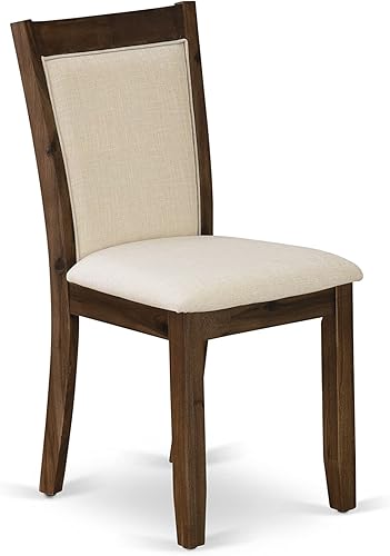 Miniatura 4 de East West Furniture Monza Parson - Juego de 2 sillas de comedor tapizadas de tela de lino beige claro, nogal antiguo