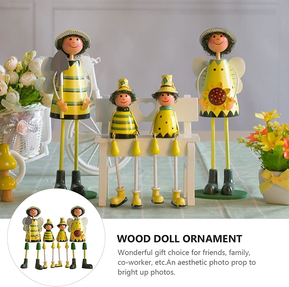 Amazon | 4個家族木製人形アメリカのカントリースタイルの木製リビング