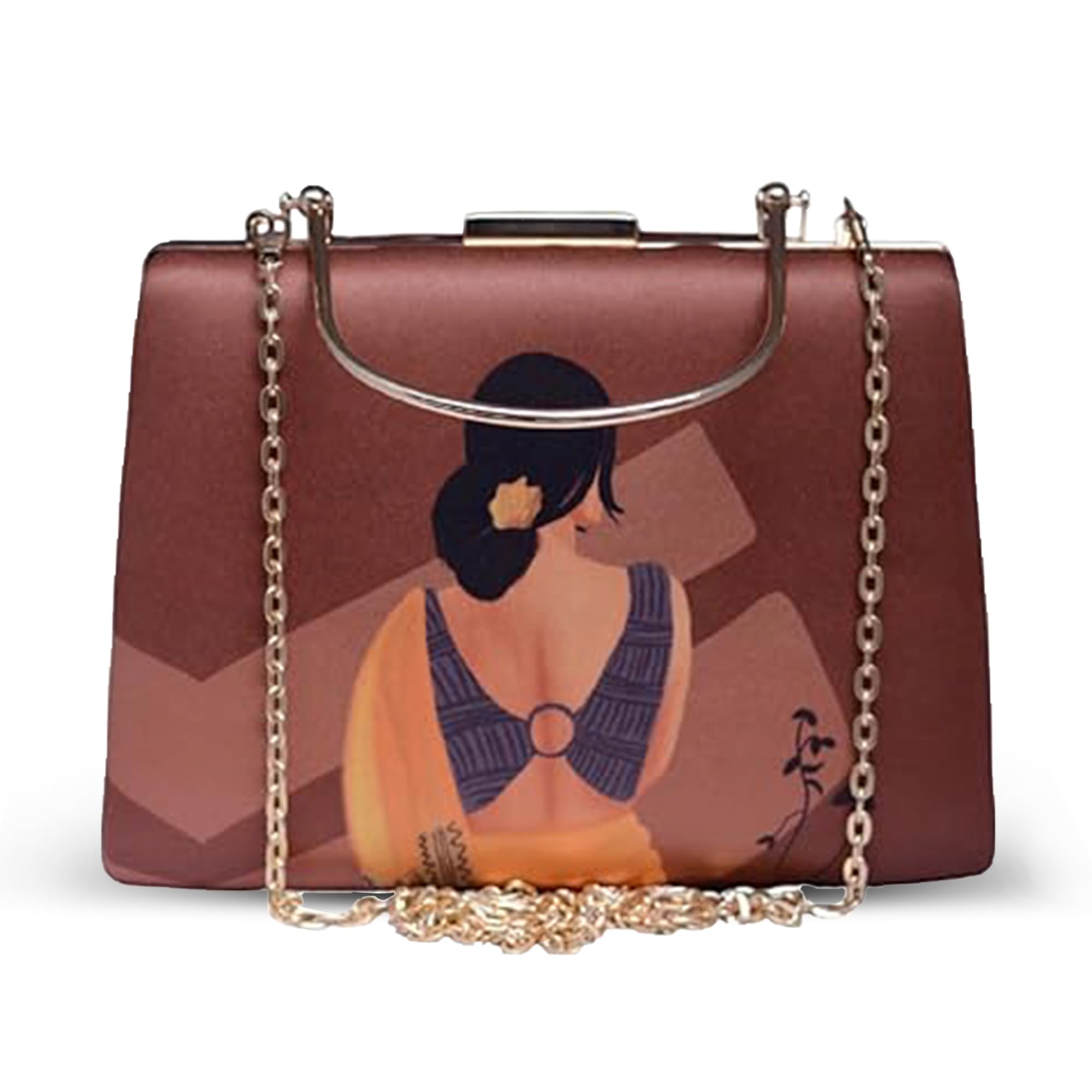 artklim Portrait Printed Clutch Bag for Women with handle and Detachable Strap-picture-0