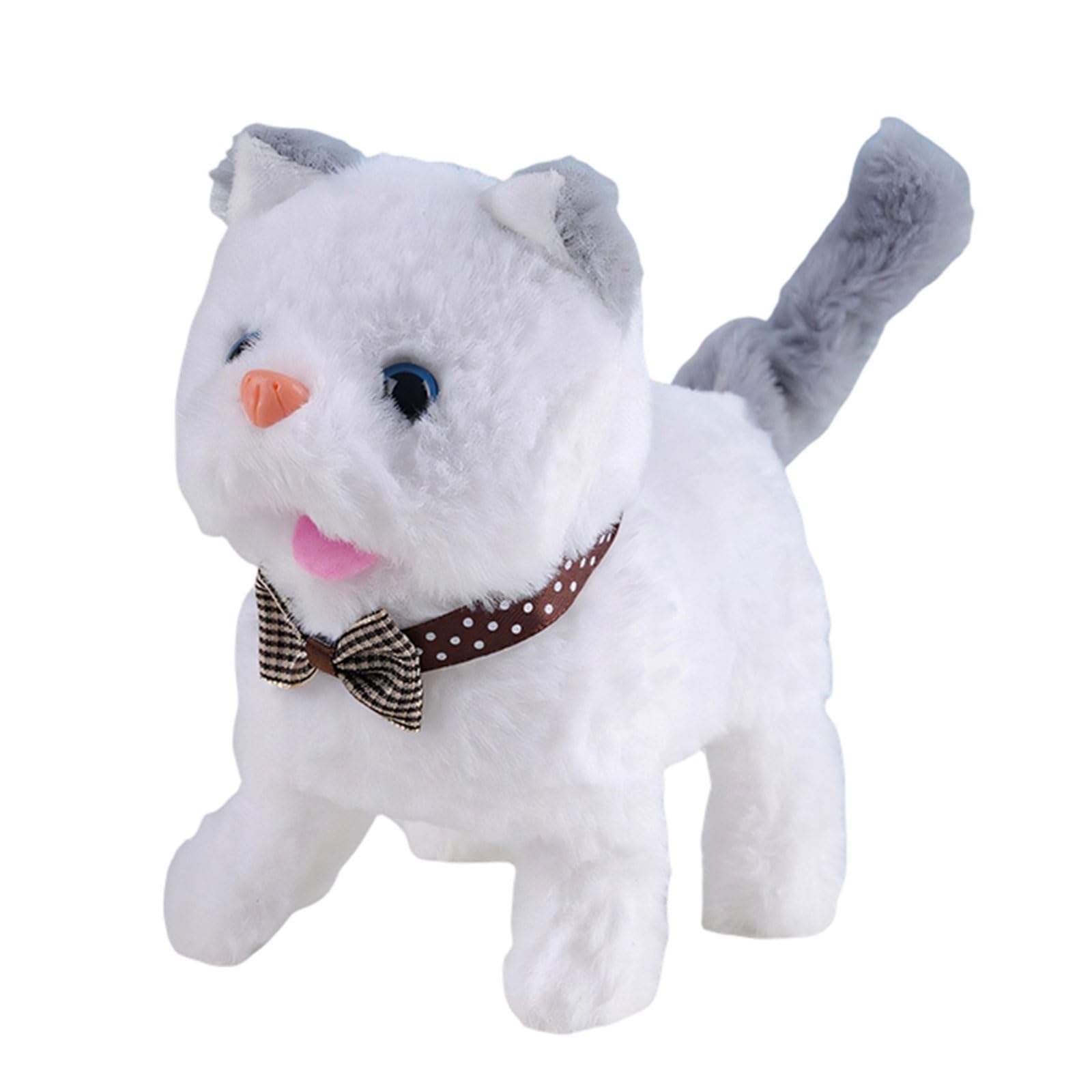 ZEPFJHE Walking Meowing Plush Cats Electronic Pet with LED, Gray
