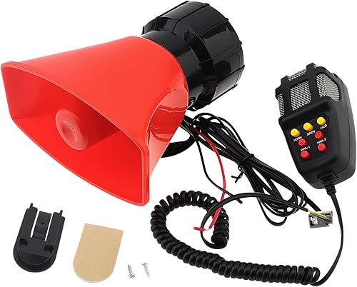 Bocina de sirena de coche con sistema de altavoz PA de micrófono, 7 tonos fuertes de alarma de coche, sistema de altavoces de sirena de policía, 100