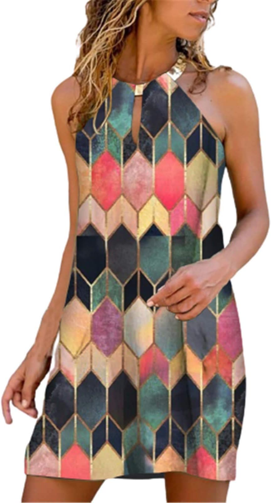 LindoMakerDresses for Women Summer Sexy Party Midi Dress Sleeveless Flowy Swing Beach Dress Fashion Loose Fit Dresses