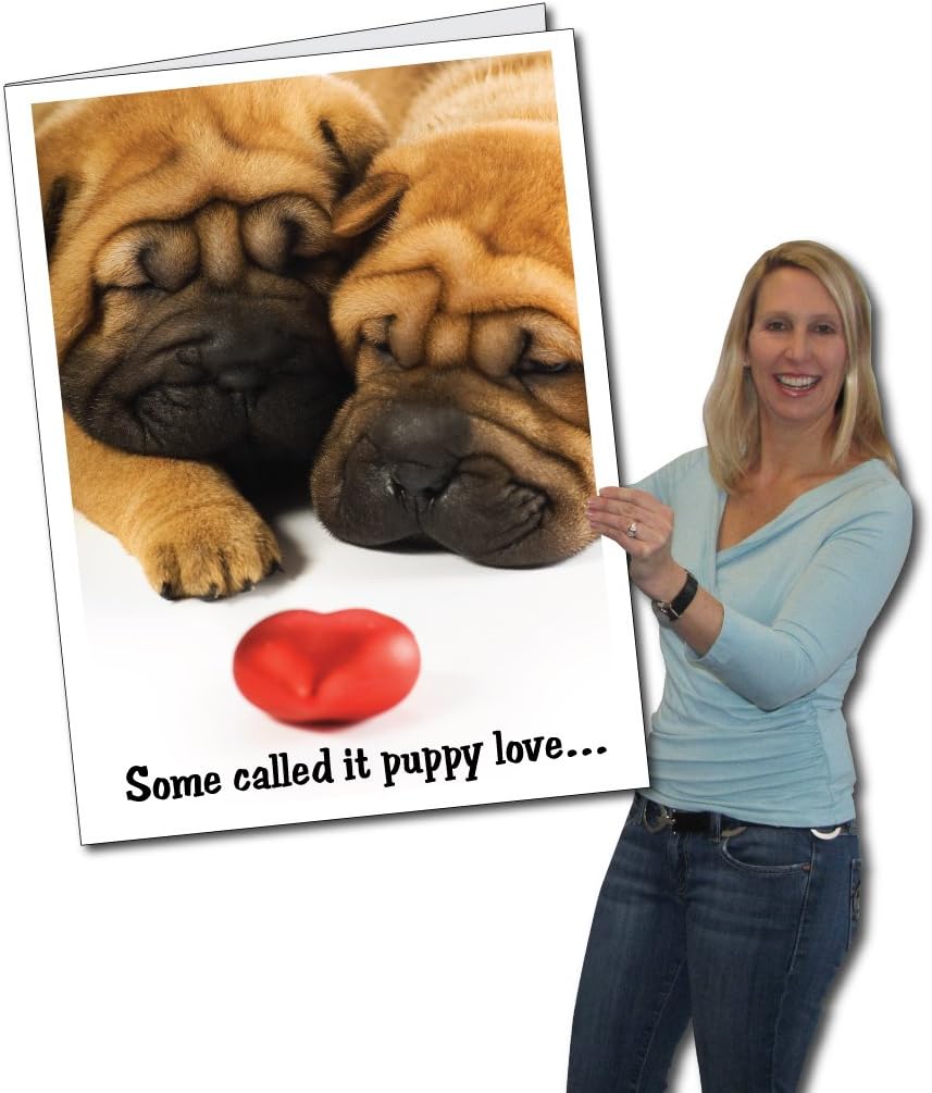 VictoryStore Jumbo Greeting Cards: Huge Anniversary Card(Puppies) 2 feet x 3 feet Card with Envelope