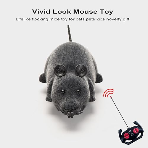 Miniatura 3 de Ufurty Greatstar - Juguete electrónico inalámbrico para gatos con control remoto, rata de ratón, juguete para mascotas, rueda para correr, juguete