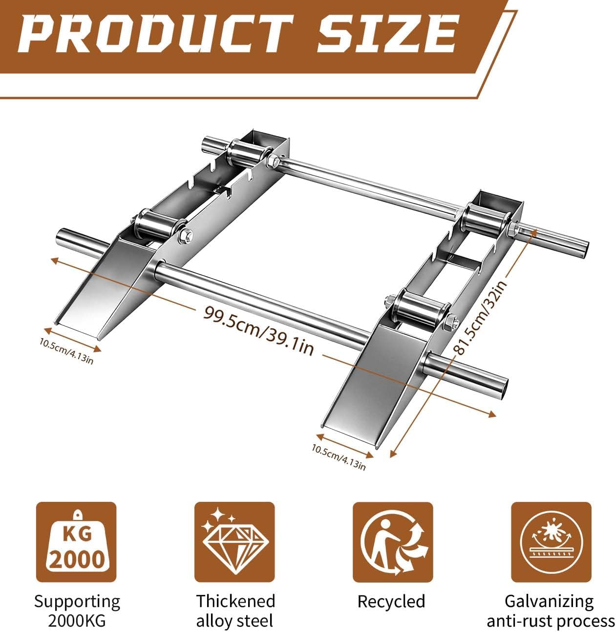 Hot-dip Galvanized Cable Drum Roller, Heavy Duty Reel Dispenser, Industrial Grade Cable Roller Stand Holder, Double Rail Drum Unwinder for Reels up to 39" Width, 2-Ton Capacity Steel Wire Dispenser
