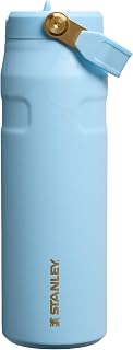 Botella IceFlow Flip Straw 2.0, 24 oz, Messi Striker Blue | Asa de fácil transporte | Tapa giratoria y pajita abatible | Botella de agua ligera | Acero inoxidable aislado | Sin BPA
