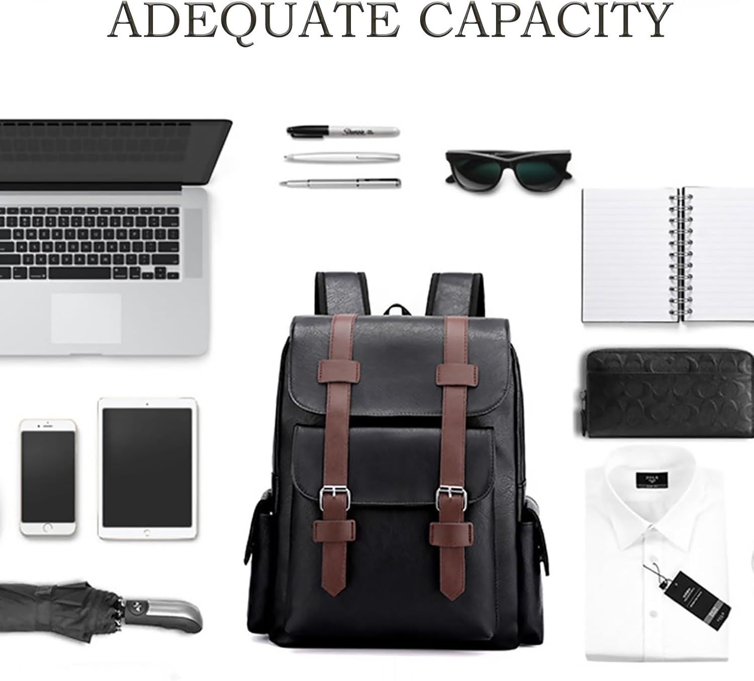 Laptop Backpack for Women Men College Computer Backpack for Women Large Leather Work Backpack Black Teacher Business Back Pack travel backpack Carry on Flight Approved - Image 4