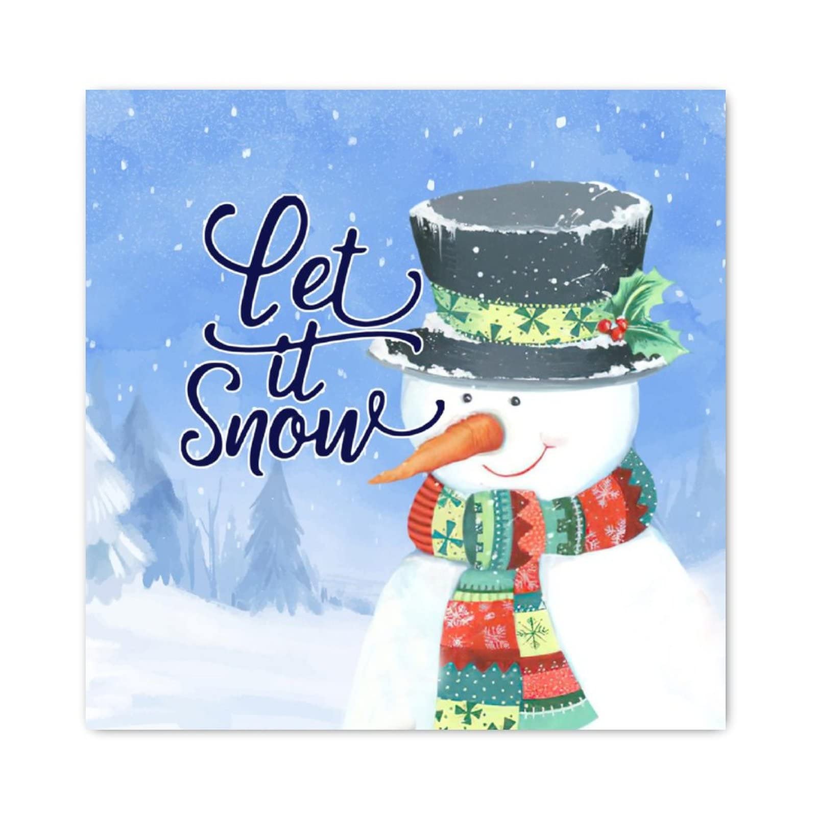 Panneau en bois Let It Snow bonhomme de neige déco de 40 cm