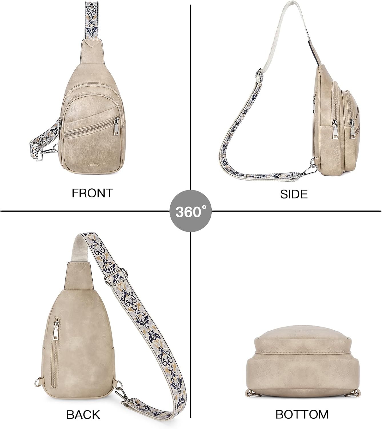 Telena Sling Bag for Women Crossbody Bags Purse for Women Vegan Leather Fanny Pack with Adjustable Strap - Image 7