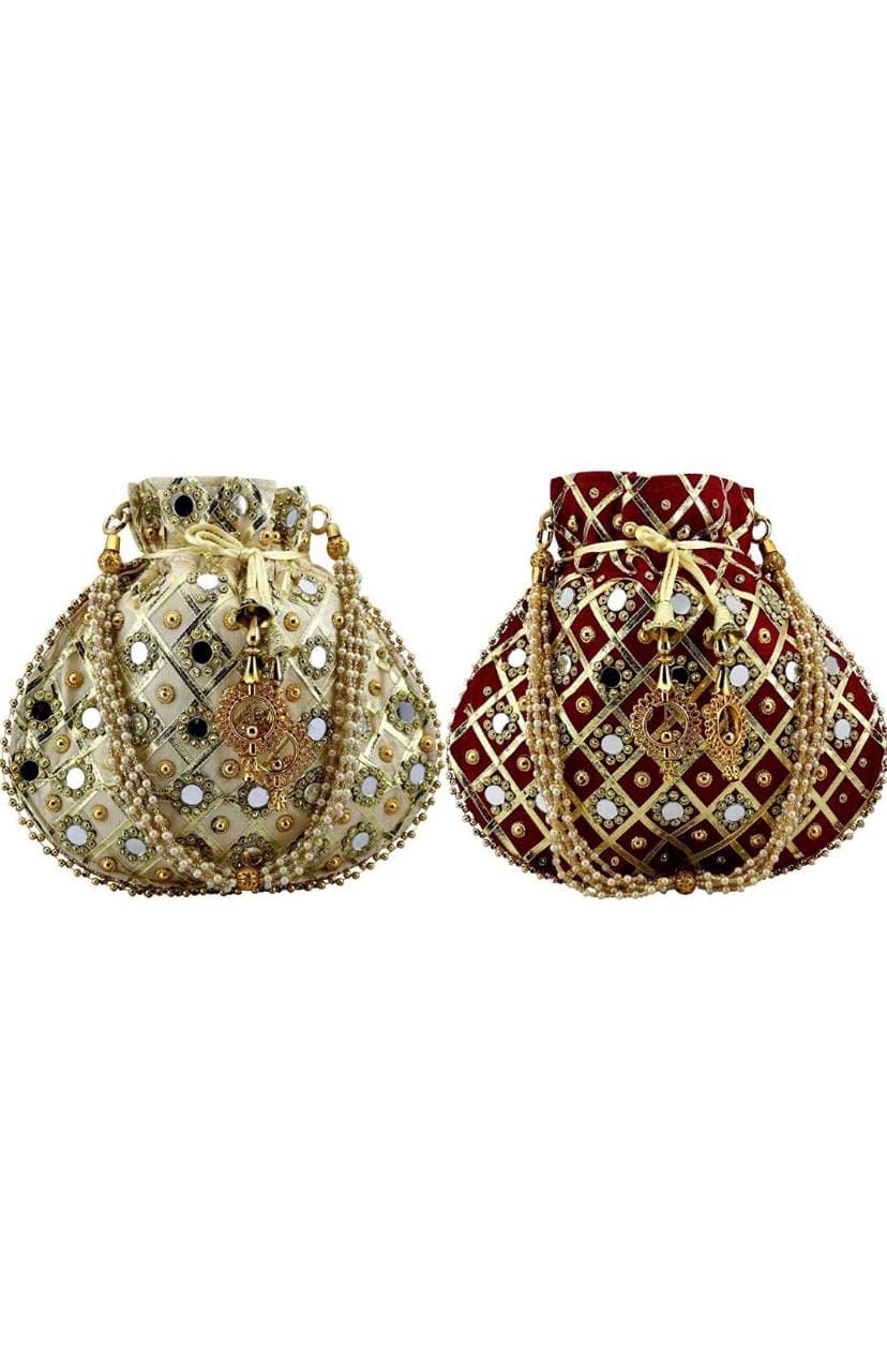 White gold maroon potli combo matka potli women potli handbags (B08ZJHTXWQ) Amazon Price History, Amazon Price Tracker