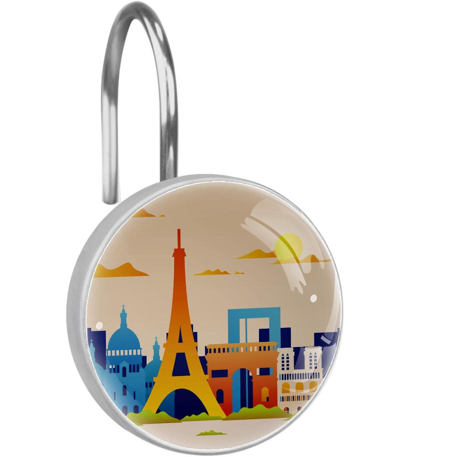 Crochets de rideau de douche Paris en acier inoxydable x12