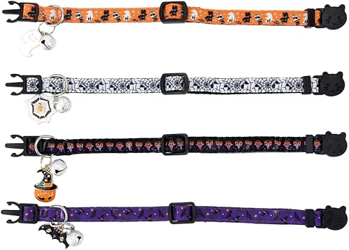 Miniatura 2 de Collar de gato de Halloween con campana, suave día festivo para gatito y gatito de seguridad ajustable
