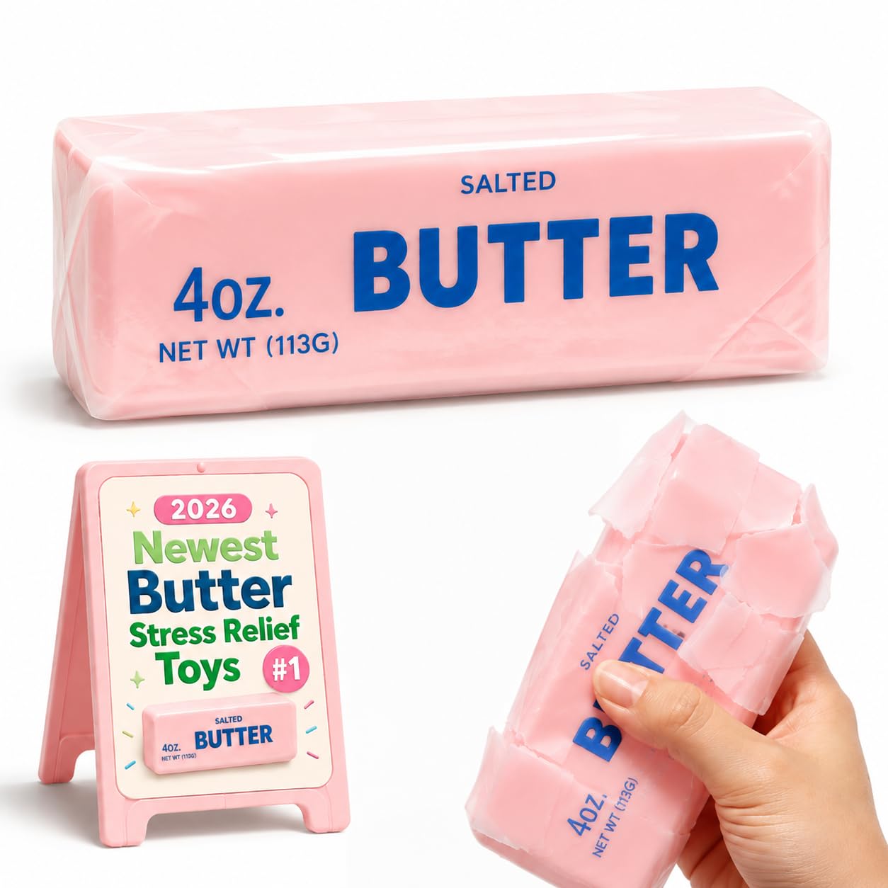 Wax Cracking Squishy, Crunchy Realistic Butter Squishy Sensory Experience Stress Relief Ball, Crispy Tactile Slow Rising Squeeze Desk Party Favor Birthday Gift (Pink)