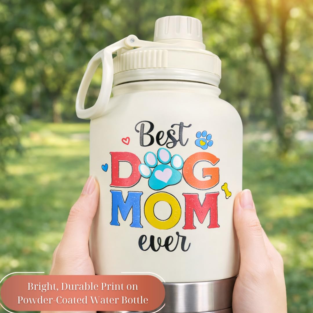Dog Mom - Borraccia in acciaio inox con ciotole staccabili, per la festa della mamma, per passeggiate ed escursioni