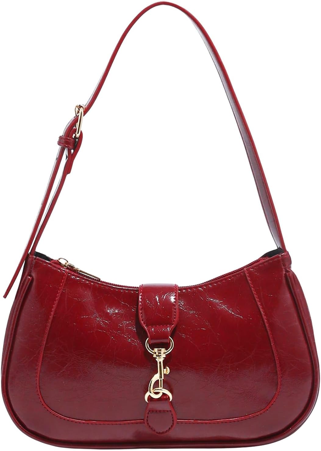 RoseSeek Women's Retro Vintage Zipper Shoulder Bag Adjustable Strap Elegant Underarm Purse Hobo Handbags