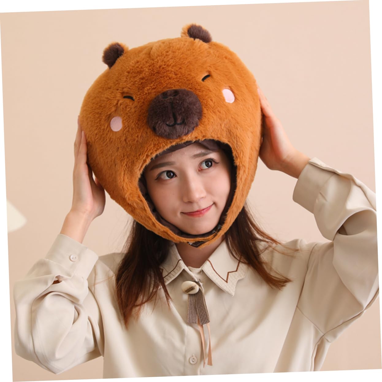 MAGICLULU Sombrero de Carpincho de Peluche Sombrero Divertido para Disfraz de Fiesta Accesorio de Fotos de Actuación para Adultos y Mujeres para Fiestas de Disfraces y Festivales