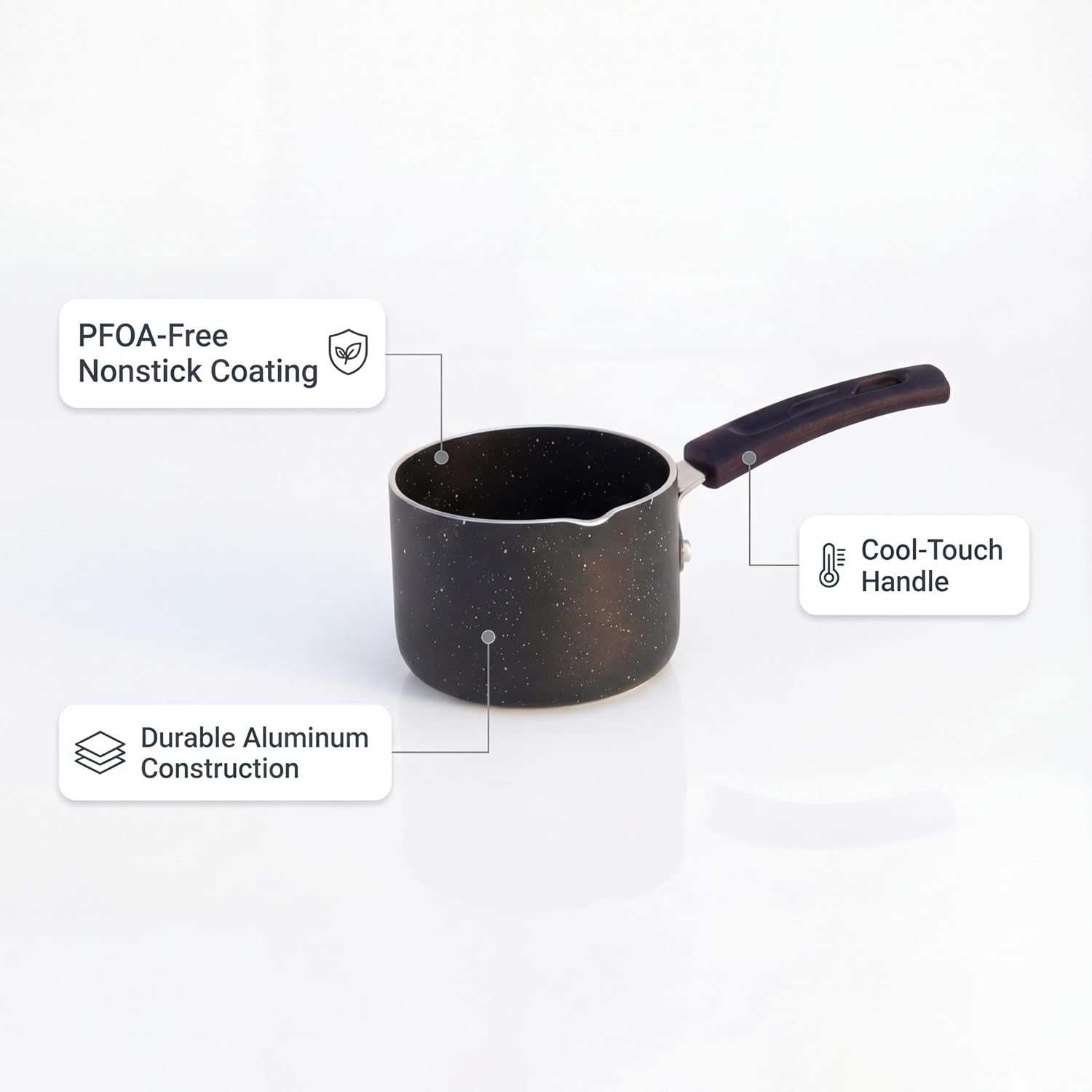 Tiny Tools 4-Inch Butter Warmer with Pour Spout, Mini Nonstick Saucepan for Melting Butter, Warming Milk, Syrup, Gravy & Small Portions, Not Induction