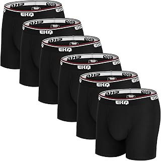 EKQ Mens Underwear Boxer Briefs 6 Pack Bamboo Underwear with Pouch Stretch Men's Boxer Briefs Tagless Underpants for Men