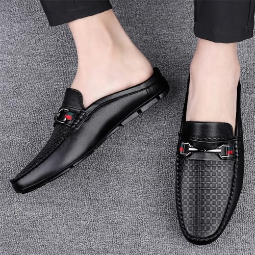 Men's Slippers Slip-On Loafers Leather Formal Wear Casual Open Back Sandals4
