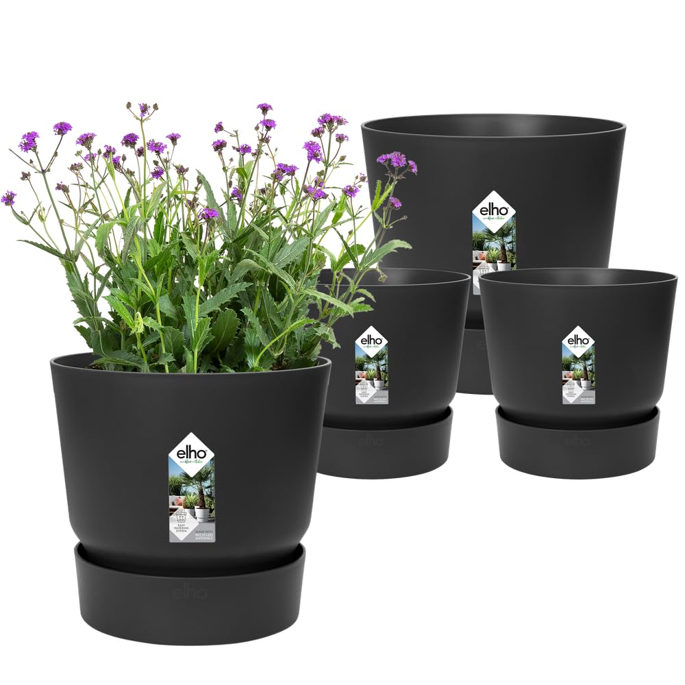 elho Greenville Rund 14, 16 2er Set Blumentöpfe - Living Schwarz