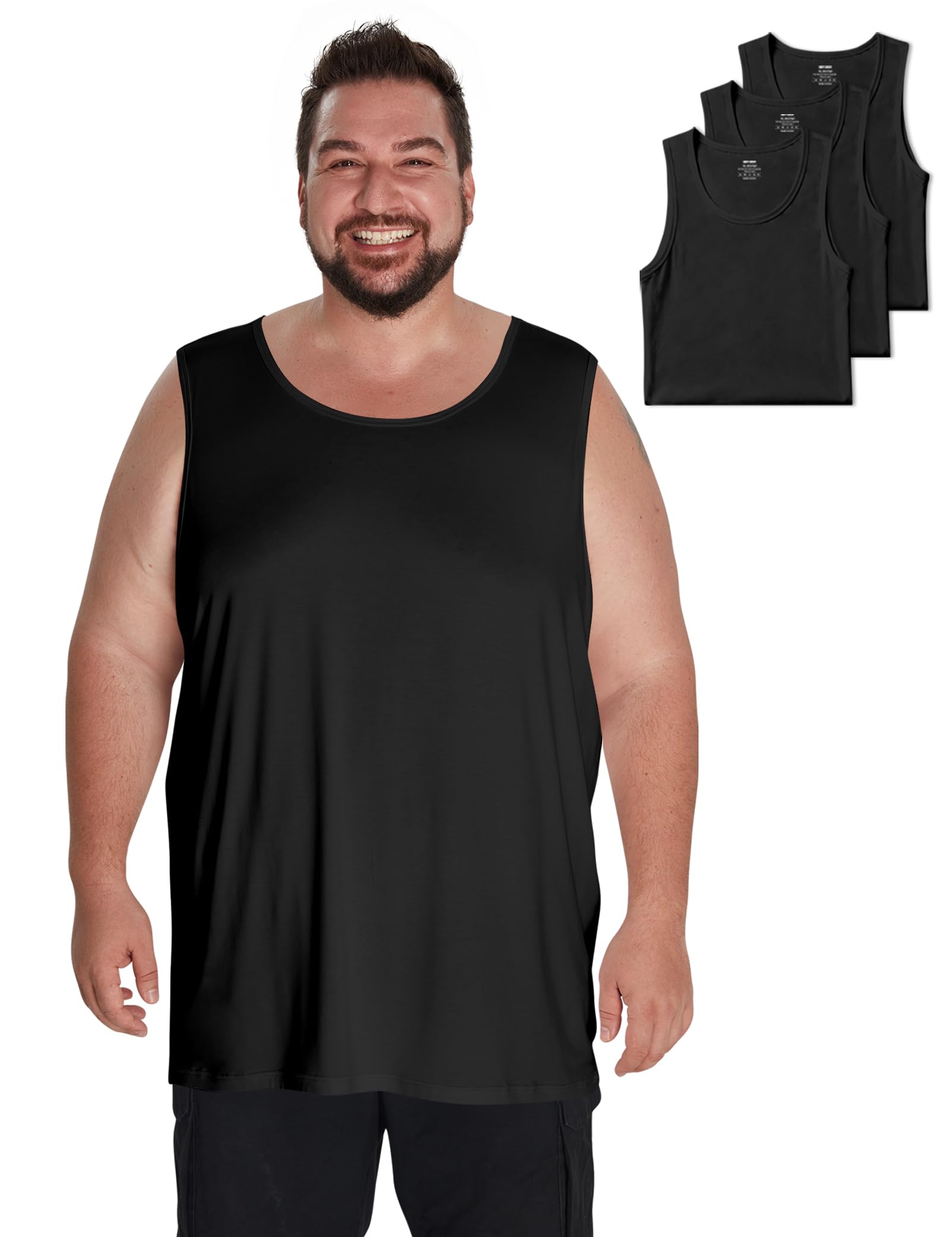 Idtswch Mens Big&amp;Tall Sleeveless Undershirt Lightweight Breathable XL-8XL (1&amp;3 Pack)