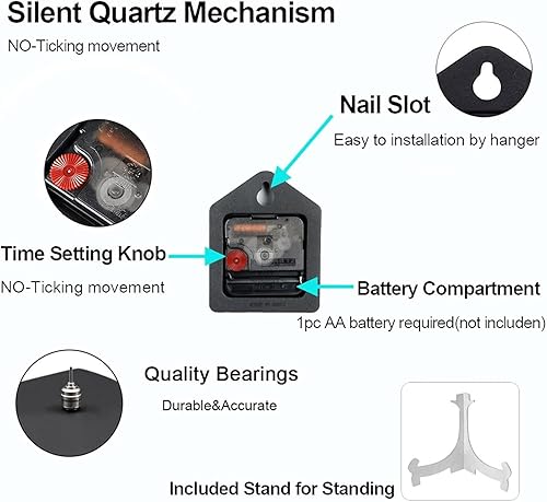 Miniatura 5 de Lifelike - Reloj de pared redondo de mármol blanco en línea negra de 10 pulgadas, analógico, silencioso, sin tictac, para el hogar, cocina, sala de