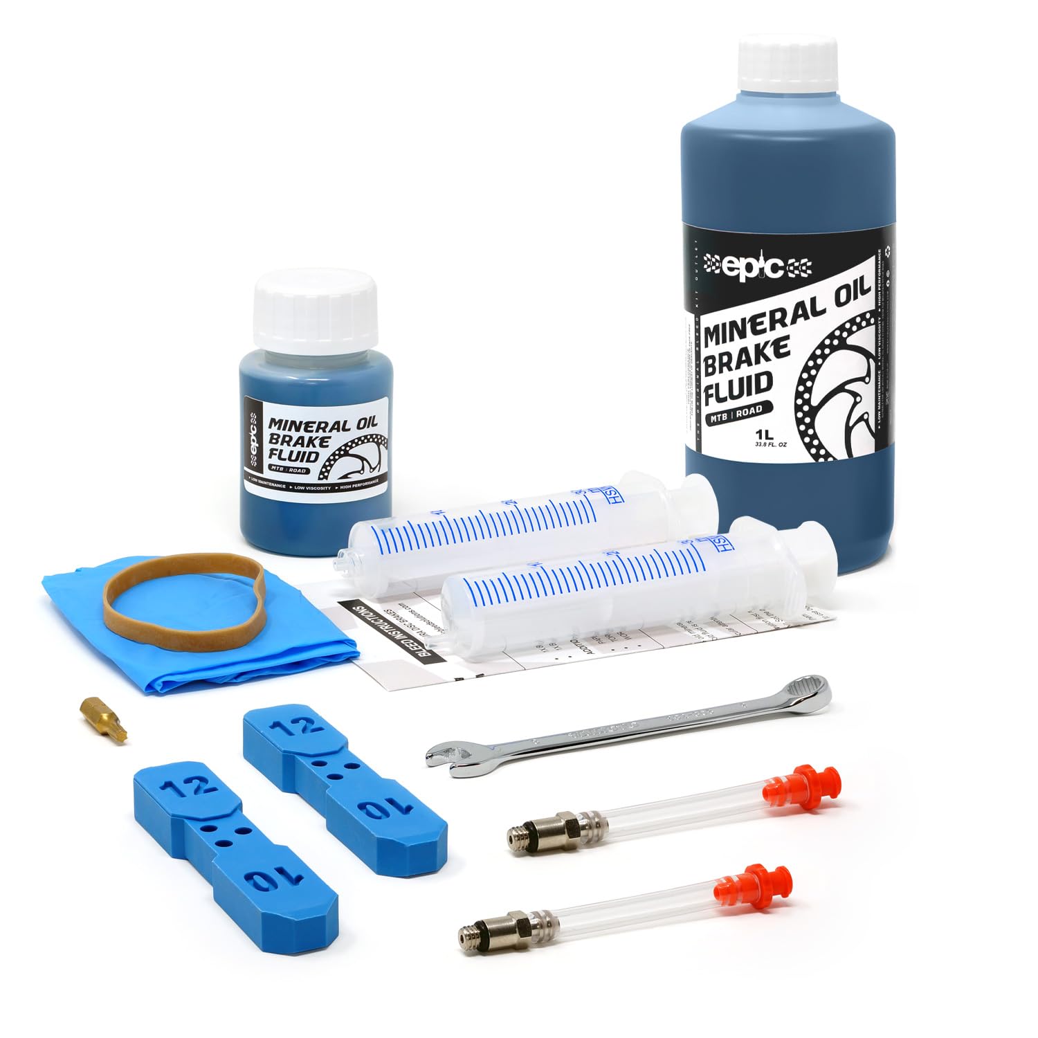 epic Bleed Kit for Magura Brakes & Mineral Oil - MT-series, Pro, Trail, Sport, eSTOP, E-Bike, Road & MTB - Twin 4-Piston Bleed Blocks Included (Bleed Kit + 1L Mineral Oil)